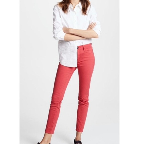 Frame Le-High Ankle Jeans High Waist Skinny Raw Hem Size 30 Vintage Red Wash NWT - Picture 7 of 15